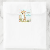 Whimsical Schattigee Giraffe Verjaardag Kinder Par Vierkante Sticker (Tas)
