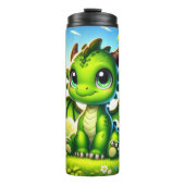 Whimsical Schattigee Green Dragon Cartoon Thermosbeker (Voorkant)