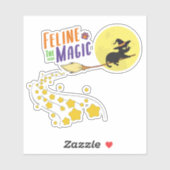 Whimsical Schattigee Heks Zwarte Kat Cartoon Hallo Sticker (Vel)