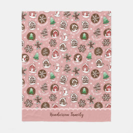 Whimsical Schattigee kerstkoekjes aangepaste winte Fleece Deken