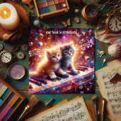 Whimsical Schattigee Kittens Musical Piano Valenti Feestdagenkaart