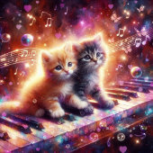 Whimsical Schattigee Kittens Musical Piano Valenti Feestdagenkaart