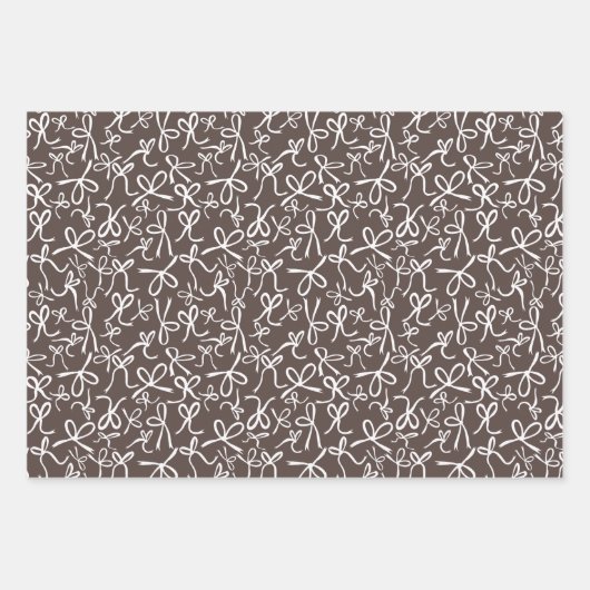 Whimsical Schattigee Mocha Brown Bows Pattern Girl Inpakpapier Vel (Voorkant 2)