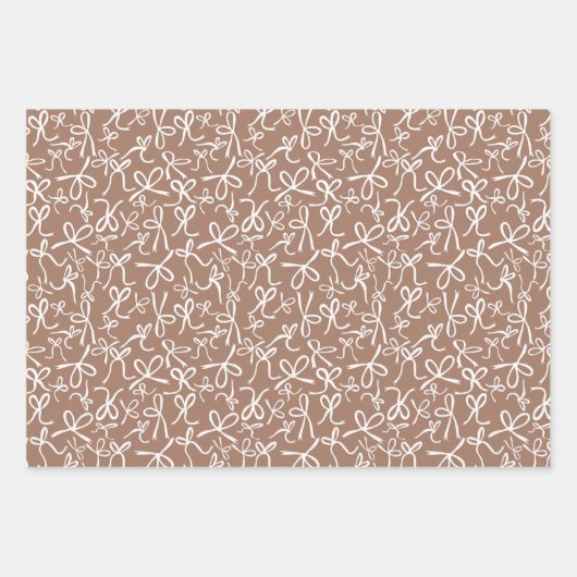 Whimsical Schattigee Mocha Brown Bows Pattern Girl Inpakpapier Vel (Voorkant)