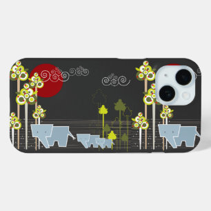 Whimsical Schattigee olifant familie in bosbomen z iPhone 15 Case