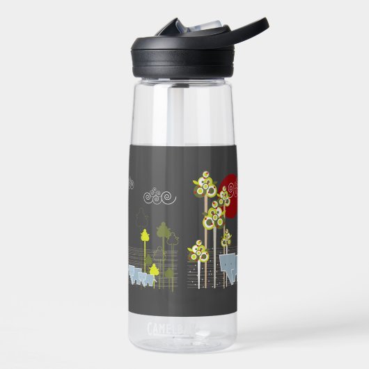 Whimsical Schattigee olifant familie in bosbomen z Waterfles (Links)