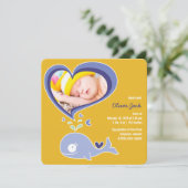 Whimsical Schattigee Paarse Walvis Baby Boy Foto G Aankondiging (Staand voorkant)