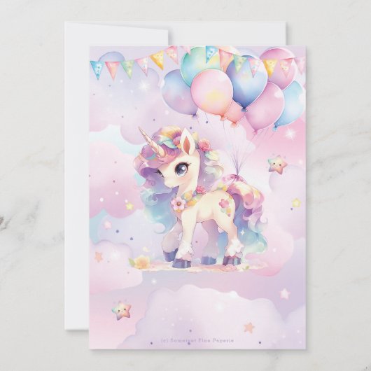 Whimsical Schattigee Regenboog Eenhoorn Magische V Kaart (Achterkant)