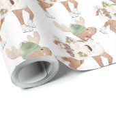 Whimsical Schattigee rendier schaatsen kerst Cadeaupapier (Rol Hoek)