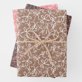 Whimsical Schattigee Roze Mocha Bows Patroon Girly Inpakpapier Vel (In situ)