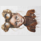 Whimsical Schattigee Steampunk Jonge Meisje W8 Dec Tissuepapier (Voorkant)