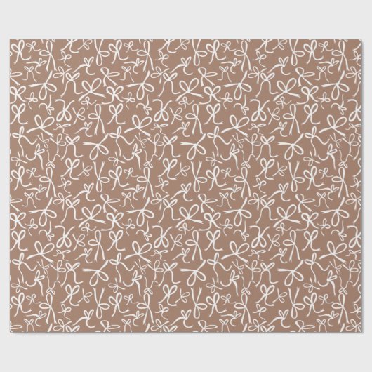 Whimsical Schattigee Witte Choco Bogen Patroon Cha Cadeaupapier (Vlak)