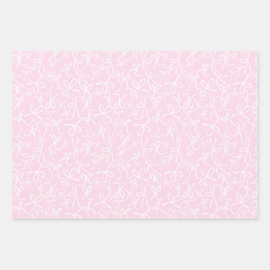 Whimsical Schattigee witte strikken Patroon Pastel Inpakpapier Vel (Voorkant 3)