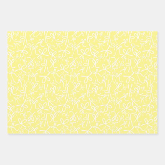 Whimsical Schattigee witte strikken Patroon Pastel Inpakpapier Vel (Voorkant)