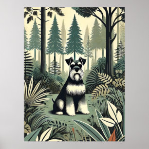 Whimsical Schnauzer Print, kunst aan de muur Poster