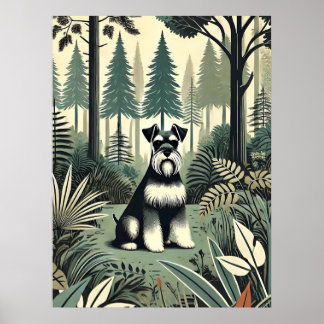 Whimsical Schnauzer Print, kunst aan de muur Poster