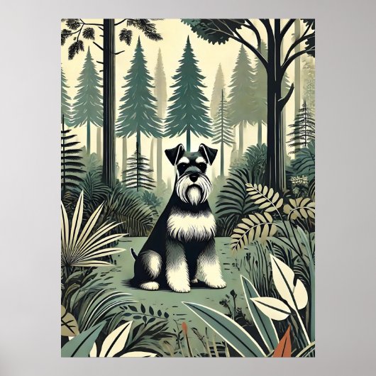 Whimsical Schnauzer Print, kunst aan de muur Poster (Voorkant)