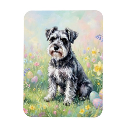Whimsical Schnauzer with Easter Eggs Flexible Magneet (Verticaal)