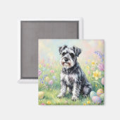 Whimsical Schnauzer with Easter Eggs Magneet (Voorkant / Achterkant)