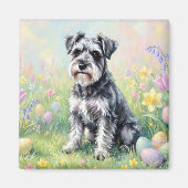 Whimsical Schnauzer with Easter Eggs Magneet (Voorkant)