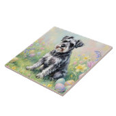 Whimsical Schnauzer with Easter Eggs Tegeltje (Zijkant)