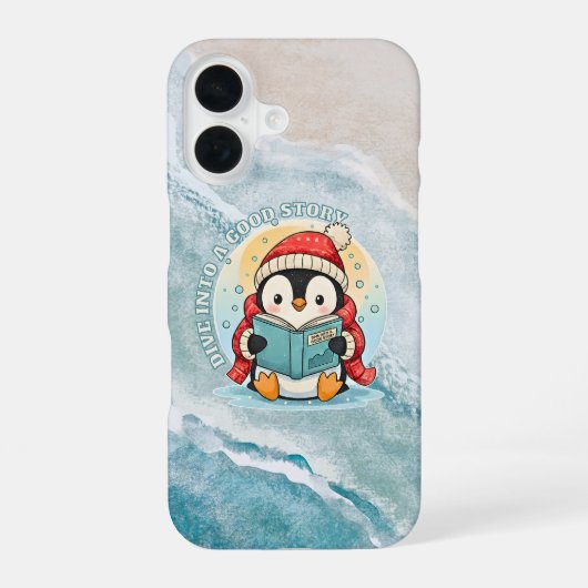 Whimsical Scholar Penguin iPhone 16 Slim Fit Case Hoesje (Achterkant)