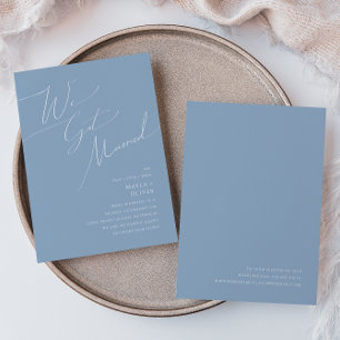 Whimsical Schrift   Blauwe Elopement Aankondiging
