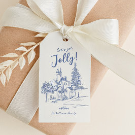 Whimsical Scribble Vintage Kerstmis Cadeaulabel