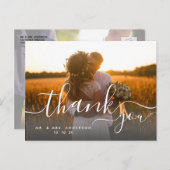 Whimsical Script 2 foto rustieke bruiloft Dank u Briefkaart (Voorkant / Achterkant)