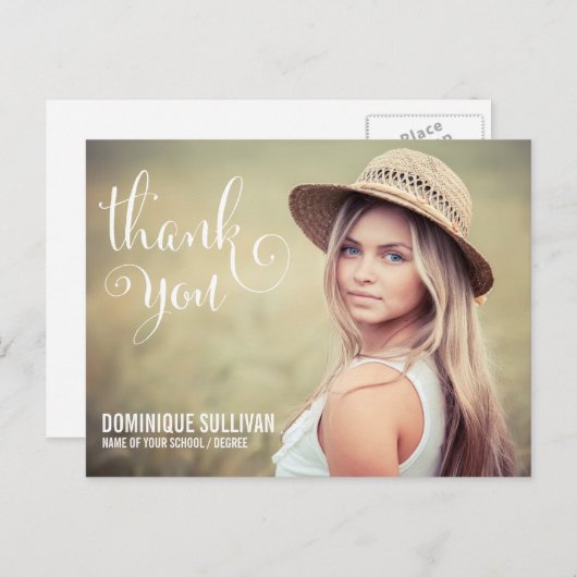 WHIMSICAL SCRIPT | AFSTUDEREN DANK U BRIEFKAART (Voorkant / Achterkant)