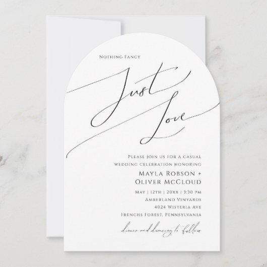 Whimsical Script Arch houdt gewoon van trouwen Kaart (Voorkant)