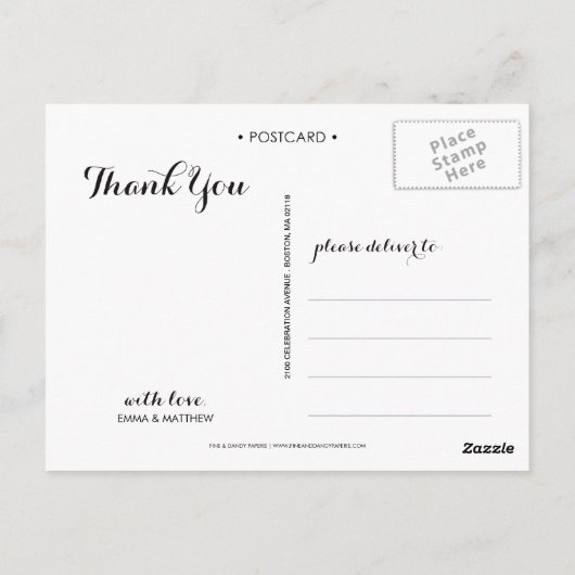 WHIMSICAL SCRIPT | BEDANKT DANK U BRIEFKAART (Achterkant)