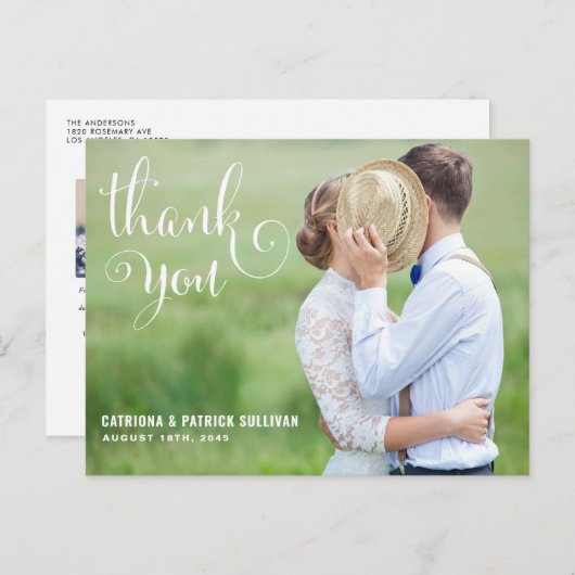 WHIMSICAL SCRIPT | BEDANKT DANK U BRIEFKAART (Voorkant / Achterkant)