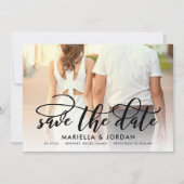Whimsical Script Black Full Photo Save the Date Kaart (Voorkant)