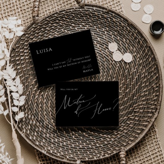 Whimsical Script Black | Matron of Honor Kaart
