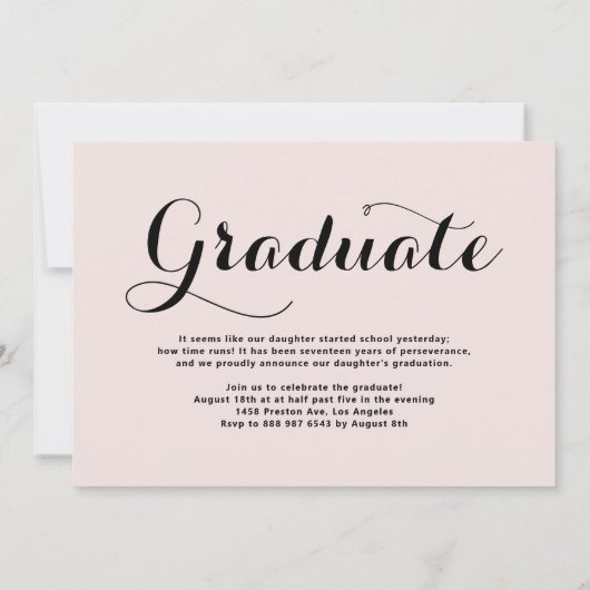 Whimsical Script | Black Photo Afstuderen Announce Kaart (Achterkant)