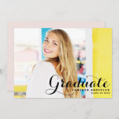 Whimsical Script | Black Photo Afstuderen Announce Kaart (Voorkant / Achterkant)