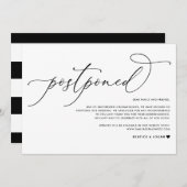 Whimsical Script Black Wedding Postponement Aankondiging (Voorkant / Achterkant)