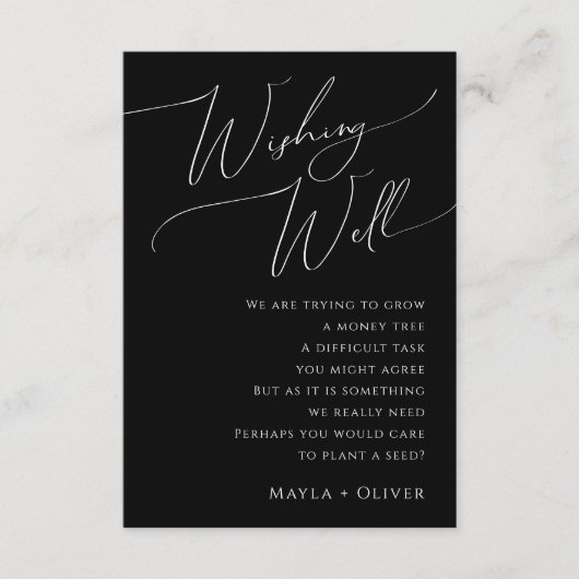 Whimsical Script Black Weduwen goed Informatiekaartje (Voorkant)