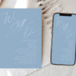 Whimsical Script | Blauw dat we nog steeds doen me Kaart<br><div class="desc">Introductie van ons verbluffende whimsical script | blauw nog steeds vow-verlenging-uitnodiging perfect voor uw eenvoudige, moderne boho-lenteviering. Ons elegante ontwerp omvat een levendig helder, pastelkleurpalet met een chic calligraphy script. Of u nu de voorkeur geeft aan een minimalistische of klassieke stijl, ons unieke bewerkbare product biedt luxe en elegantie, ideaal...</div>