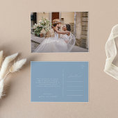 Whimsical Script | Blauw horizontale foto Hartelij Briefkaart