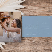 Whimsical Script | Blauwe foto bruiloft Hartelijk  Briefkaart