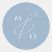 Whimsical Script | Blauwmonogram Envelope Seal Ronde Sticker (Voorkant)