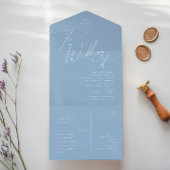 Whimsical Script | Blauwtrekken van zegel en verze All In One Uitnodiging