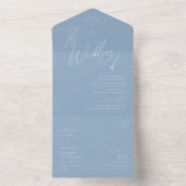 Whimsical Script | Blauwtrekken van zegel en verze All In One Uitnodiging (Binnen)
