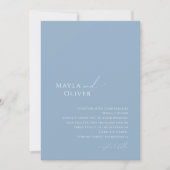 Whimsical Script | Blue Monogram Photo Weddenschap Kaart (Voorkant)