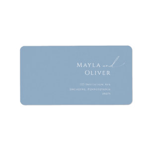 Whimsical Script Blue Wedding RSVP Return Address Etiket