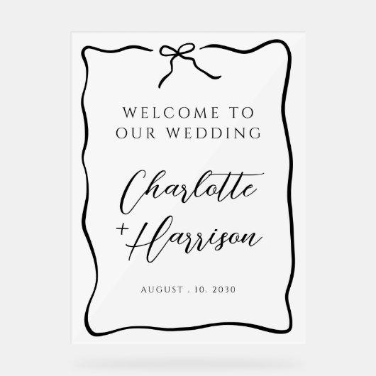 Whimsical Script Border Wedding Acryl Bord (Voorkant)
