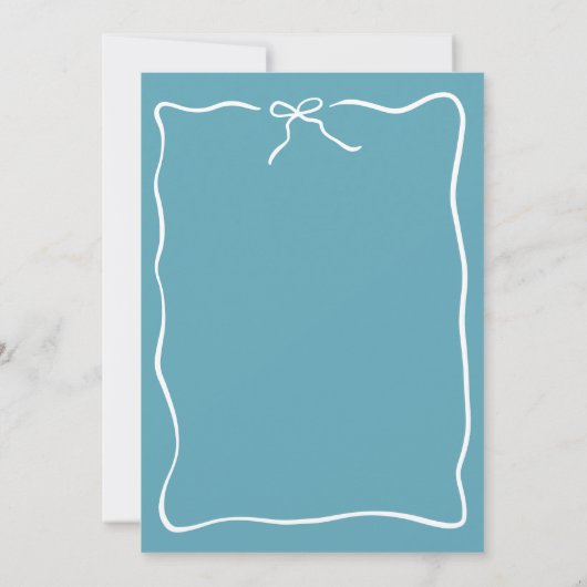 Whimsical Script Border Wedding Blauw Save The Date (Achterkant)