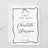 Whimsical Script Border Wedding Save The Date (Voorkant)